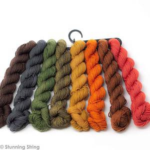 knitting autumn fall rainbow yarn mini skeins set
