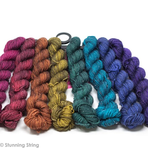knitting jewel tone colors rainbow yarn mini skeins set
